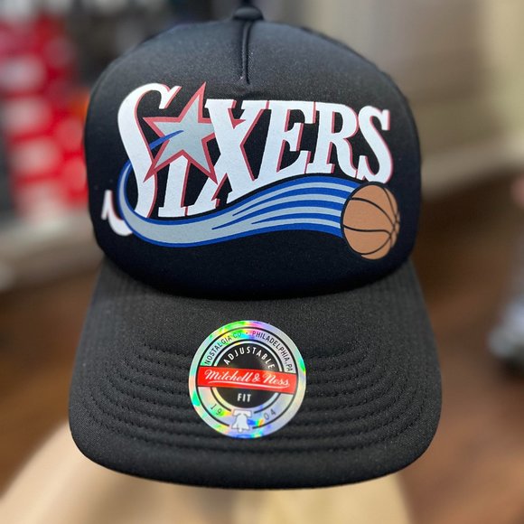 Mitchell & Ness Philadelphia 76ers Sixers NBA Cap Jersey Hook Trucker Hat - Picture 2 of 10